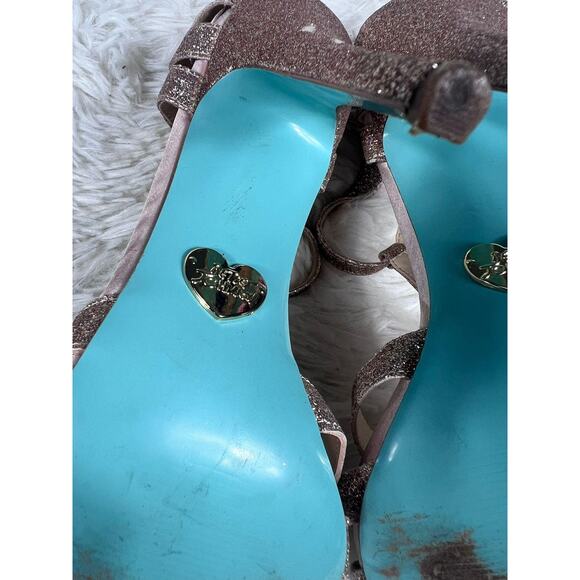 Betsey Johnson Shoes Womens Size 7 Rose Gold Glitter High Heel Sandals SB Tee - Picture 11 of 13